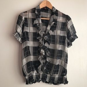 Plaid puff sleeve top